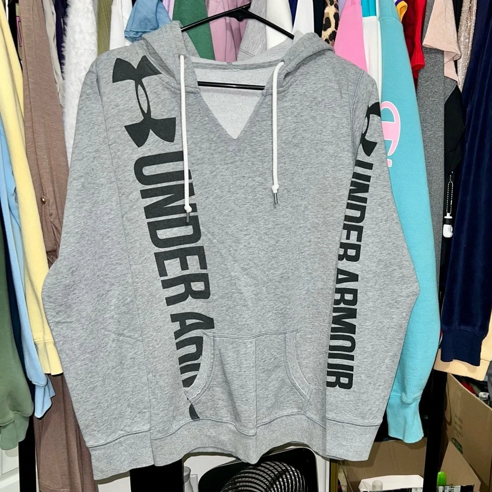 Under Armour  Gray Hoodie with Black Logo - Picture 3 of 11